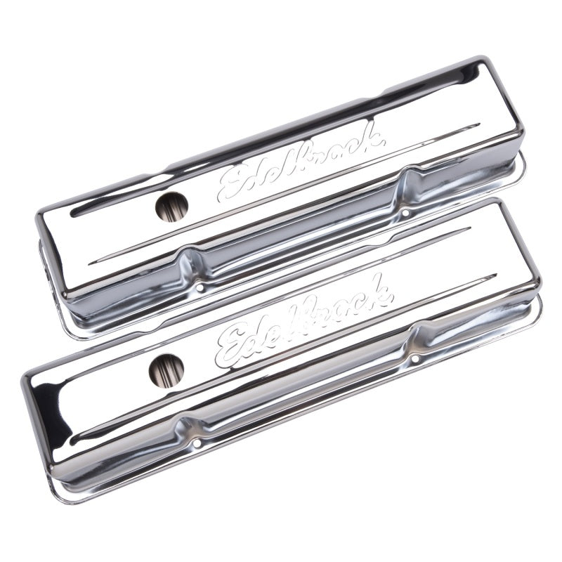 Edelbrock Valve Cover Signature Series Chevrolet 1959-1986 262-400 CI V8 Tall Chrome