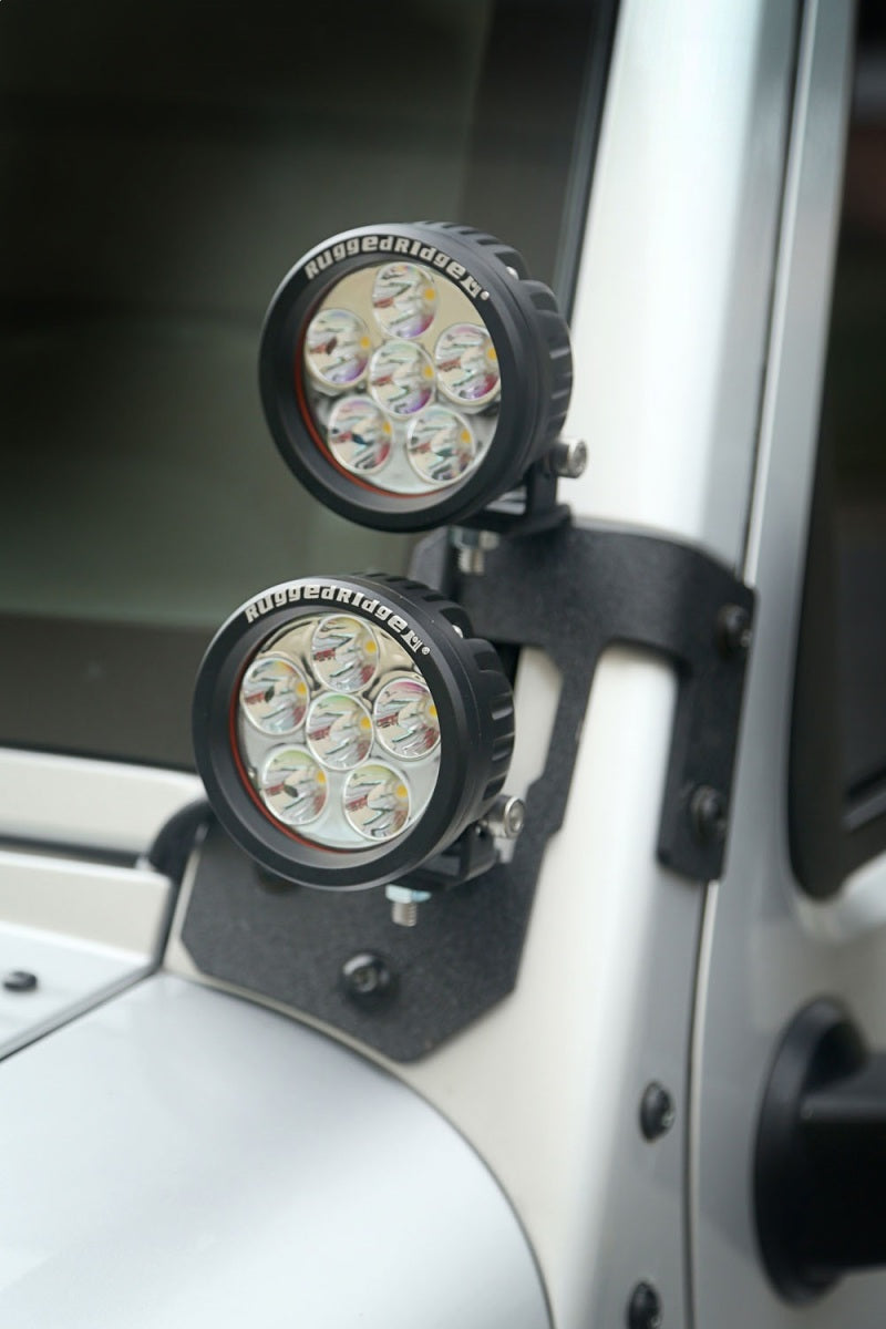 Rugged Ridge 07-18 Jeep Wrangler JK Textured Black A Pillar Light Mount Rugged Ridge Light Mounts