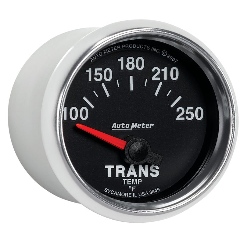 Autometer GS 52mm 100-250 Degree F Short Sweep Electronic Transmission Temperature Gauge AutoMeter Gauges