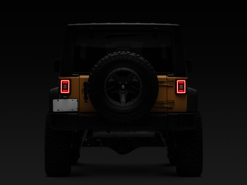 Raxiom 07-18 Jeep Wrangler JK JL Style LED Tail Lights- Black Housing - Red Lens