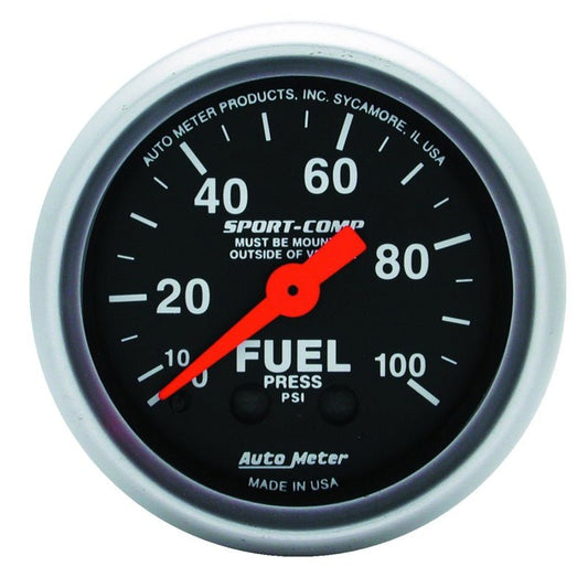 Autometer Sport-Comp 52mm 0-100 PSI Mechanical  Fuel Pressure Gauge AutoMeter Gauges