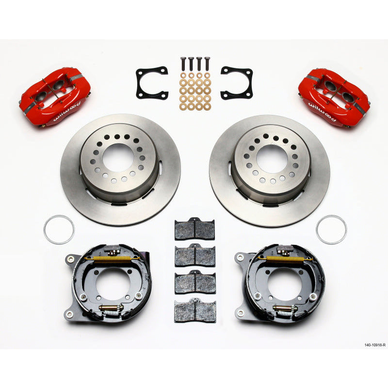 Wilwood Forged Dynalite P/S Park Brake Kit Red Chevy 12 Bolt-Spec 3.15in Brng Stggrd mt Wilwood Big Brake Kits