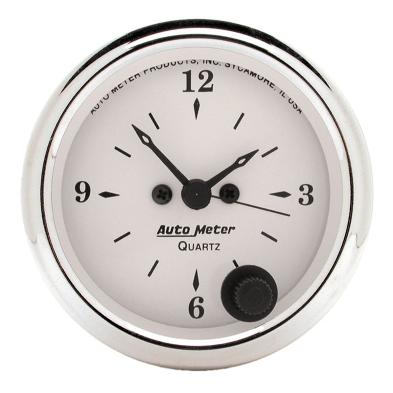 AutoMeter Gauge Clock 2-1/16in. 12HR Analog Old Tyme White AutoMeter Gauges