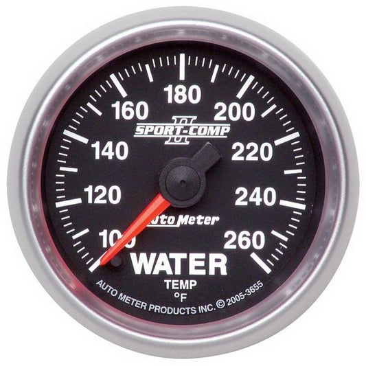 Autometer Sport-Comp II 52.4mm 100-260 Deg. F Water Temprature Gauge AutoMeter Gauges