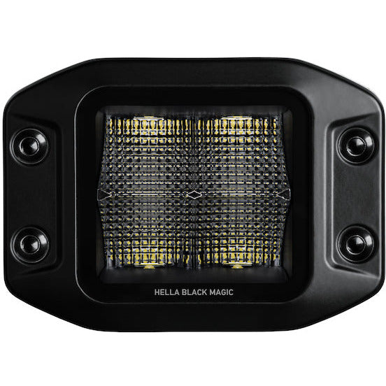 Hella Universal Black Magic 3.2in L.E.D. Cube Kit - Flood Beam (Flush Mount) Hella Fog Lights