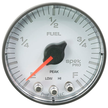 Autometer Spek-Pro Gauge Fuel Level 2 1/16in 0-270 Programmable Wht/Blk AutoMeter Gauges