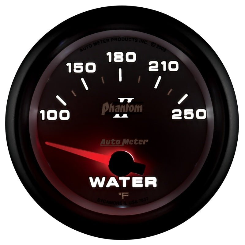 Autometer Phantom II 2-5/8in 100-250 Degrees F Electrical Water Temperature Gauge AutoMeter Gauges