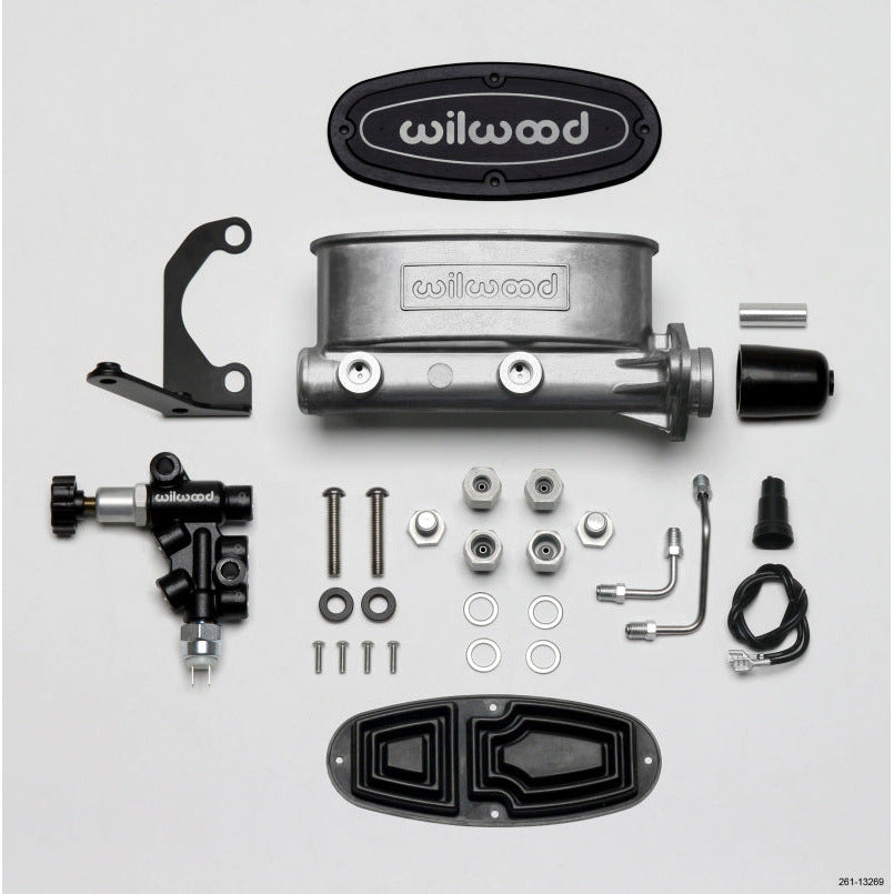 Wilwood HV Tandem M/C Kit w L/H Bracket & Prop Valve - 1in Bore Wilwood Brake Master Cylinder