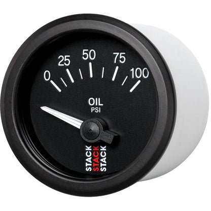 Autometer Stack Instruments 52mm 0-100 PSI 1/8in NPTF Electronic Oil Pressure Gauge - Black AutoMeter Gauges