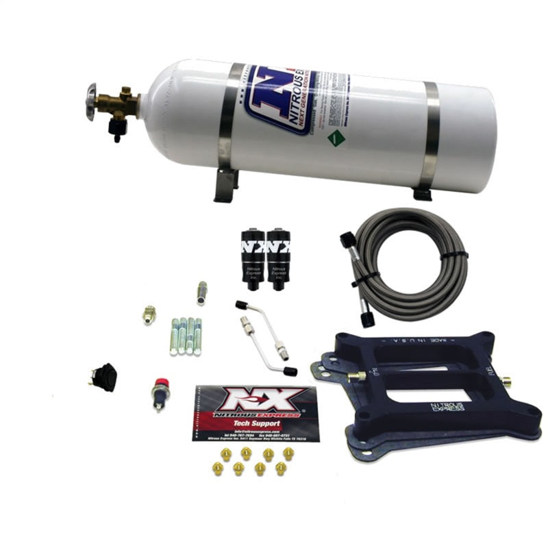 Nitrous Express 4150 Hitman 4-BBL Nitrous Kit (100-200HP) w/15lb Bottle Nitrous Express Nitrous Systems