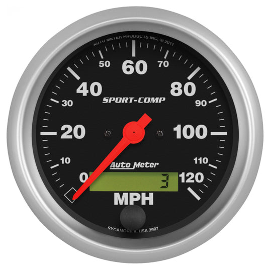 Autometer Sport-Comp 3-3/8 inch 120 MPH Electronic Speedometer Gauge AutoMeter Gauges
