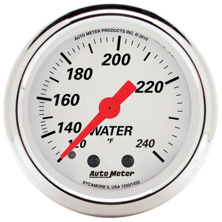 AutoMeter Gauge Water Temp 2-1/16in. 120-240 Deg. F Mech Arctic White AutoMeter Gauges