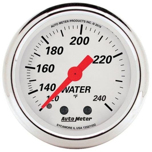 AutoMeter Gauge Water Temp 2-1/16in. 120-240 Deg. F Mech Arctic White AutoMeter Gauges