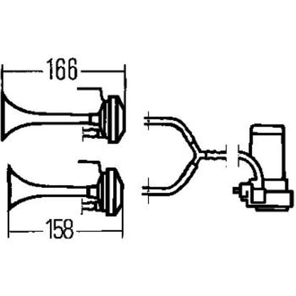 Hella Twin Trumpet Horn Kit 12V 240W 795-800Hz 118dB Hella Horns