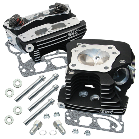 S&S Cycle 99-05 BT Super Stock 89cc Cylinder Head Kit - Black Wrinkle