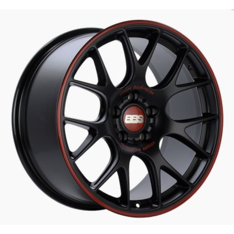 BBS CH-R Nurburgring Edition 19x8.5 5x112 ET32 Satin Black/Red Lip Wheel - 82mm PFS/Clip Req. BBS Wheels - Cast