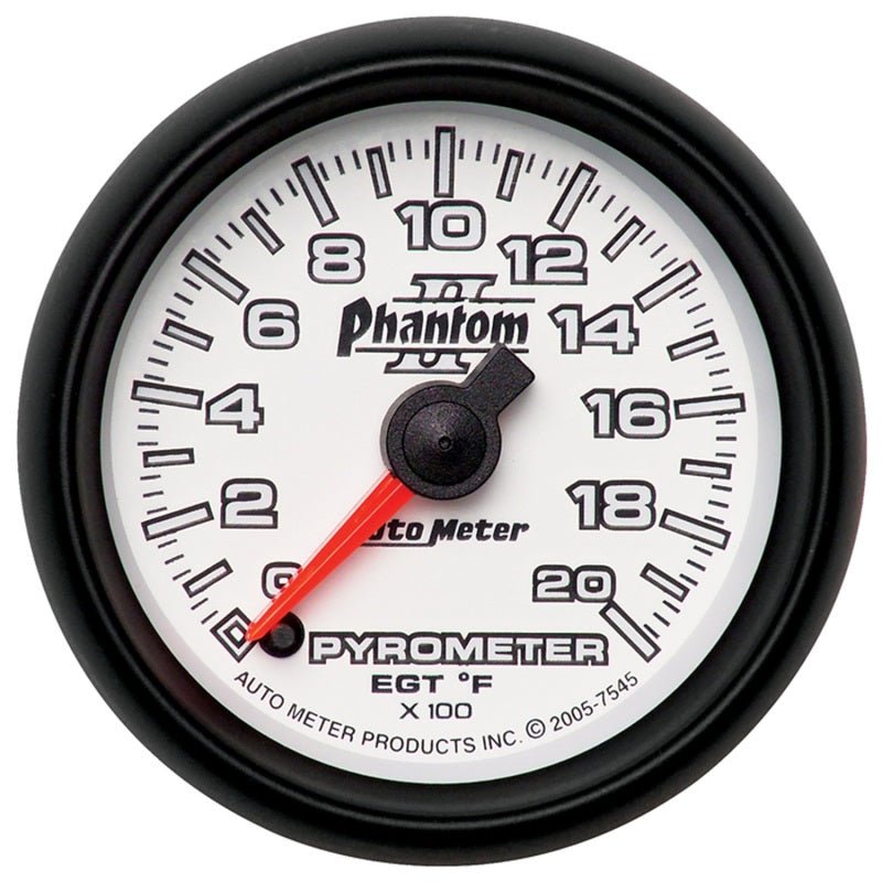 Autometer Phantom II 52.4mm Full Sweep Electronic 0-2000 Def F EGT/Pyrometer Gauge AutoMeter Gauges