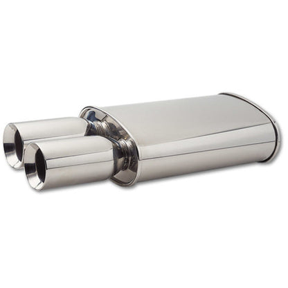 Vibrant StreetPower Oval Muffler w/ Dual 3.5in Round Tips Straight Cut Beveled Edge 2.5in inlet I.D. Vibrant Muffler