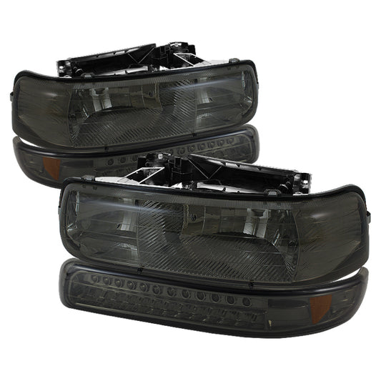 Xtune Chevy TahOE 00-06 Headlights w/ LED Bumper Lights Amber Smoke HD-JH-CSIL99-LED-SET-SM SPYDER Headlights