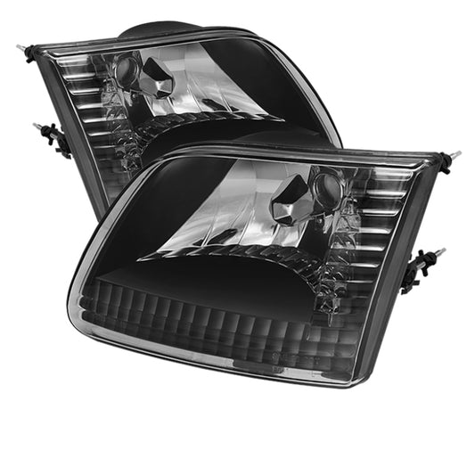 Xtune Ford F150 97-03 / Expedition 97-02 Crystal Headlights Black HD-JH-FF15097-BK SPYDER Headlights