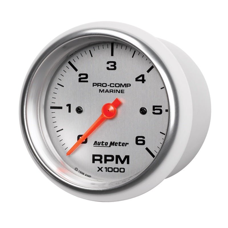 Autometer Marine Silver Ultra-Lite Gauge 3-3/8in Tachometer 6K RPM AutoMeter Gauges