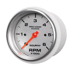 Autometer Marine Silver Ultra-Lite Gauge 3-3/8in Tachometer 6K RPM AutoMeter Gauges