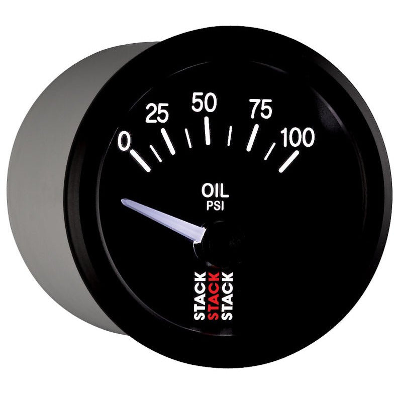 Autometer Stack Instruments 52mm 0-100 PSI 1/8in NPTF Electronic Oil Pressure Gauge - Black AutoMeter Gauges