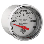 Autometer Marine Chrome Ultra-Lite 2-1/16in Electric Oil Temperature Gauge 140-300 Deg F AutoMeter Gauges
