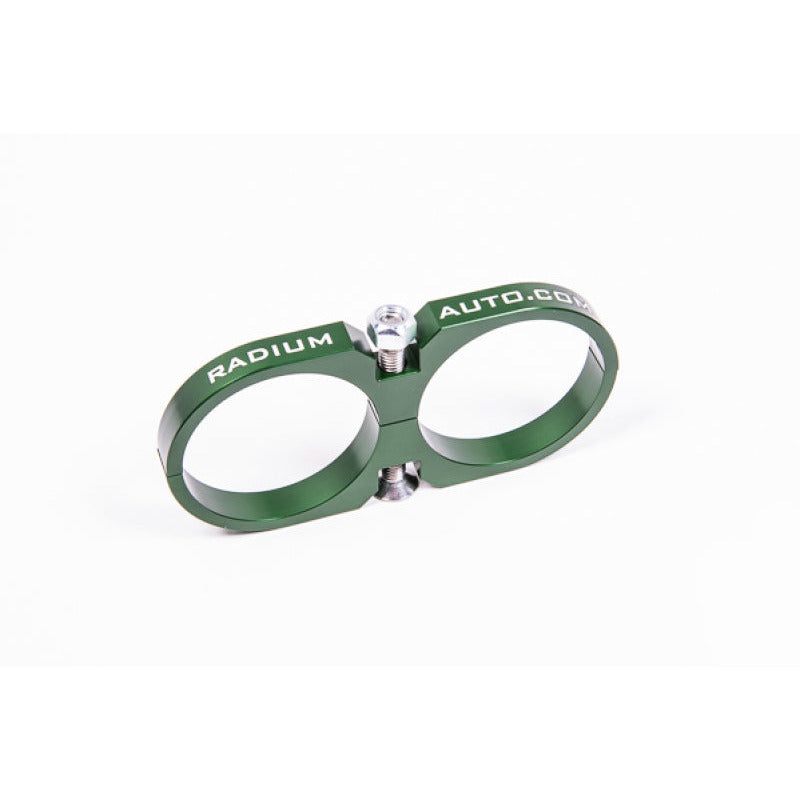 Radium Engineering 2-Piece Fuel Pump Clamp For Bosch 044 - Green W/ Logo Radium Engineering Clamps