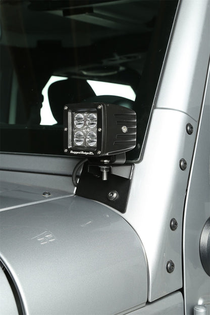 Rugged Ridge 07-18 Jeep Wrangler JK Textured Black Windshield Aux. Light Mounting Brackets Rugged Ridge Brackets