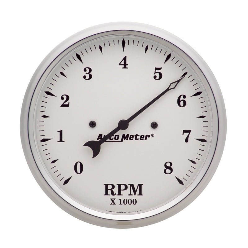 Autometer 5 inch 8000rpm In-Dash Old Tyme Tachometer - White AutoMeter Gauges