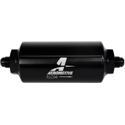 Aeromotive In-Line Filter - (AN-6 Male) 10 Micron Microglass Element Bright Dip Black Finish Aeromotive Fuel Filters