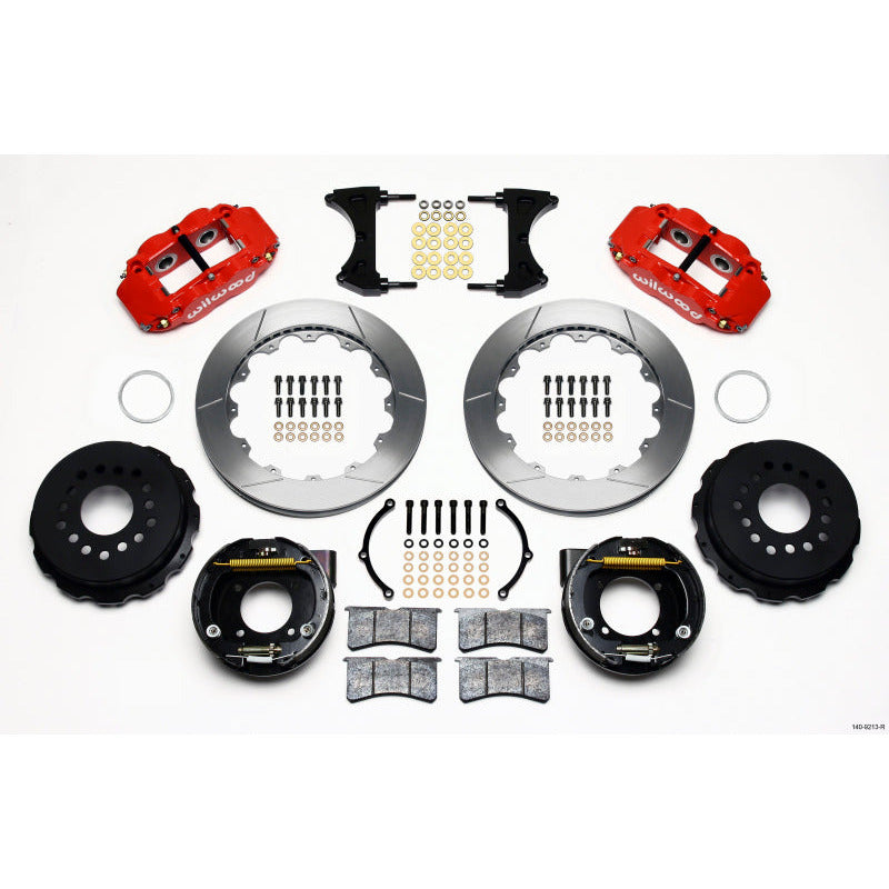 Wilwood Narrow Superlite 4R Rear P-Brk Kit 12.88in Red Chevy 12 Bolt w/ C-Clips Wilwood Big Brake Kits