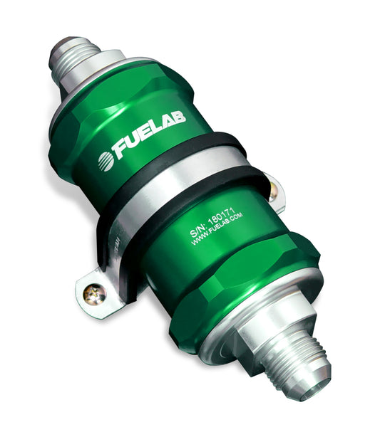 Fuelab 818 In-Line Fuel Filter Standard -12AN In/Out 10 Micron Fabric - Green