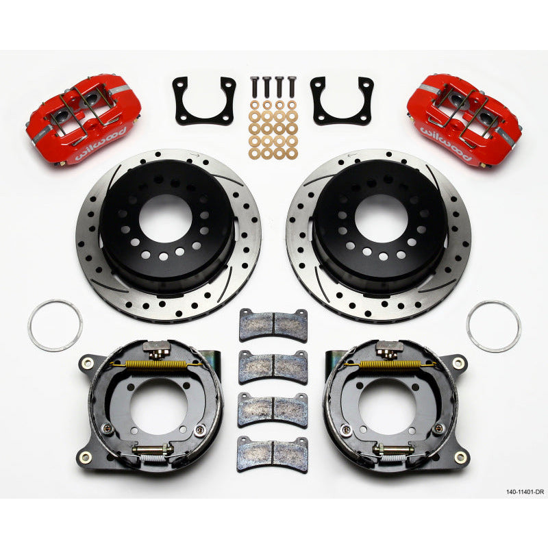 Wilwood Dynapro Low-Profile 11.00in P-Brake Kit Drill-Red Chevy 12 Bolt Spcl 2.81in Offset Wilwood Big Brake Kits