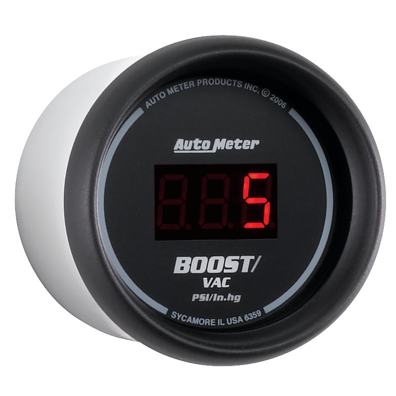 Autometer Black 52mm 30 In Hg.-Vac./30 PSI Digital Vacuum/Boost Gauge AutoMeter Gauges