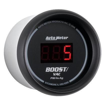 Autometer Black 52mm 30 In Hg.-Vac./30 PSI Digital Vacuum/Boost Gauge AutoMeter Gauges