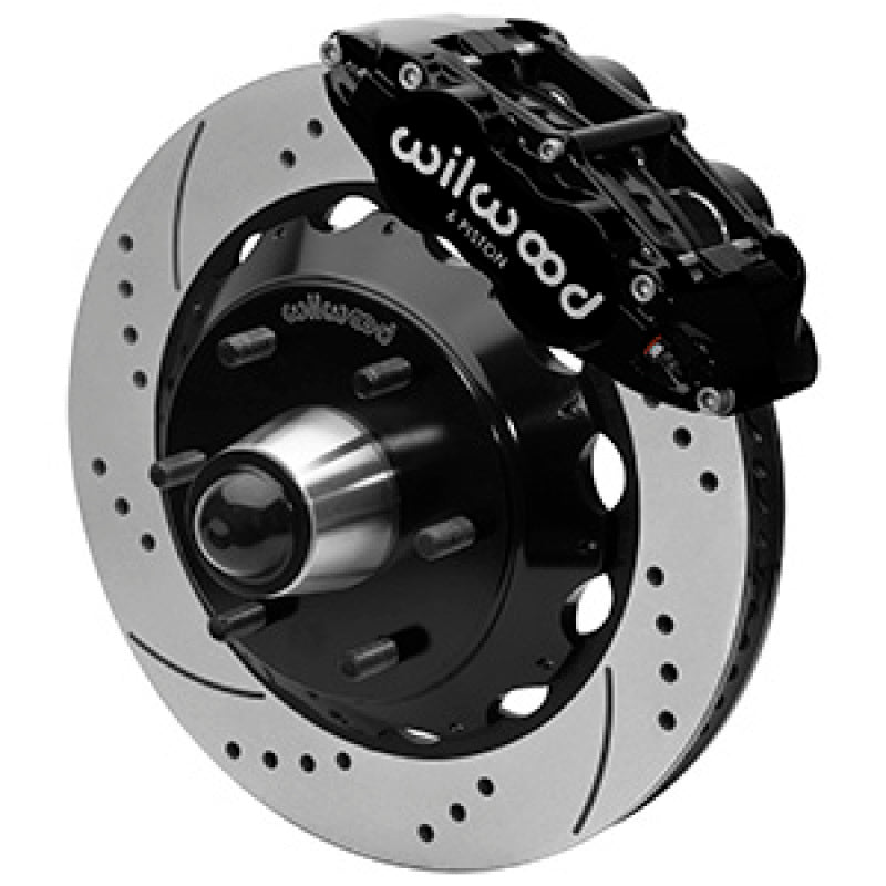 Wilwood 63-87 C10 FNSL6R Front Big Brake Brake Kit 14in drill/slot 6x5.5 BP for drop spindles - Blk Wilwood Big Brake Kits