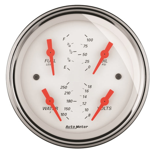 AutoMeter Gauge Quad 3-3/8in. 0 Ohm(e) to 90 Ohm(f)Elec Arctic White AutoMeter Gauges