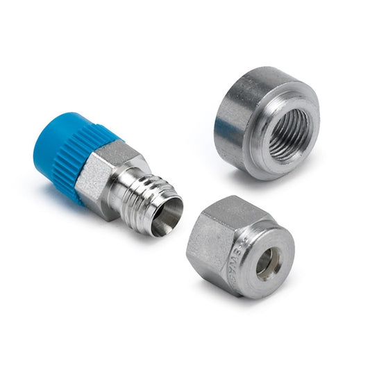 Autometer 3/16in Compression - 1/8in NPT Connector Fitting and Mating 1/8in NPT Weld Fitting