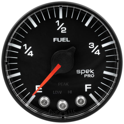 Autometer Spek-Pro Gauge Fuel Level 2 1/16in 0-270 Programmable Blk/Blk AutoMeter Gauges