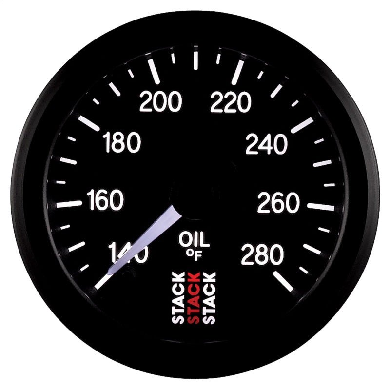 Autometer Stack 52mm 140-280 Deg F 1/8in NPTF Male Pro Stepper Motor Oil Temp Gauge - Black AutoMeter Gauges