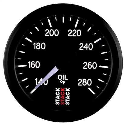 Autometer Stack 52mm 140-280 Deg F 1/8in NPTF Male Pro Stepper Motor Oil Temp Gauge - Black AutoMeter Gauges