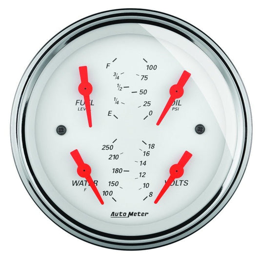 Autometer Arctic White 5in Quad GA, Fuel Level, 0-90 OHM AutoMeter Gauges