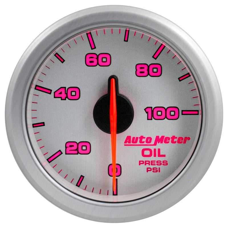 Autometer Airdrive 2-1/6in Oil Pressure Gauge 0-100 PSI - Silver AutoMeter Gauges
