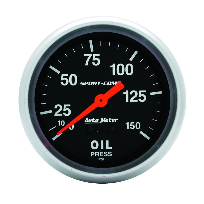 AutoMeter Gauge Oil Pressure 2-5/8in. 150PSI Mechanical Sport-Comp AutoMeter Gauges