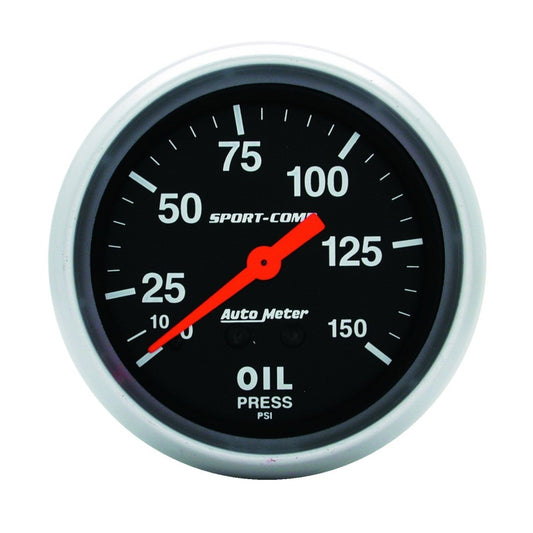 AutoMeter Gauge Oil Pressure 2-5/8in. 150PSI Mechanical Sport-Comp AutoMeter Gauges