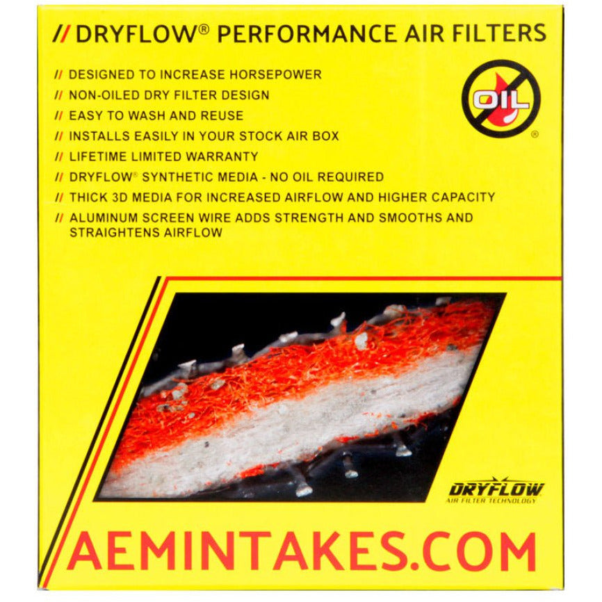 AEM DryFlow Air Filter 2-3/4in. Flange / 4in. OD / 5in. H / 10 Degree Flg. (Special Order) AEM Induction Air Filters - Universal Fit