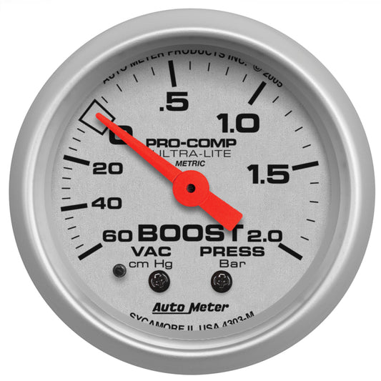 Autometer Ultra-Lite 52mm 60cm/HG-2.0Bar Mechanical Vacuum/Boost Gauge AutoMeter Gauges