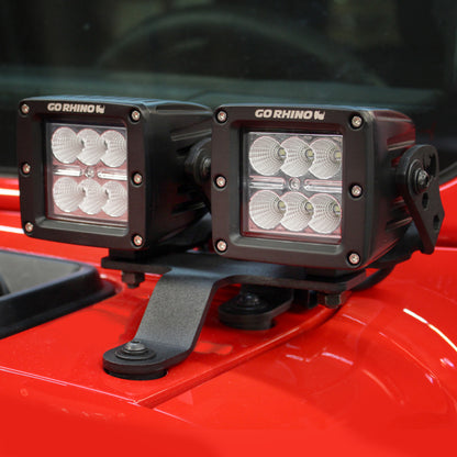 Go Rhino 18-20 Jeep Wrangler JL/JLU/Gladiator JT Light Mount - Two 3in Cubes